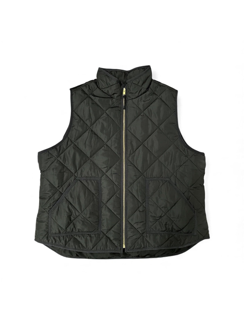J. Crew Mercantile Quilted Puffer Vest Black with Gold Hardware EUC size Small
